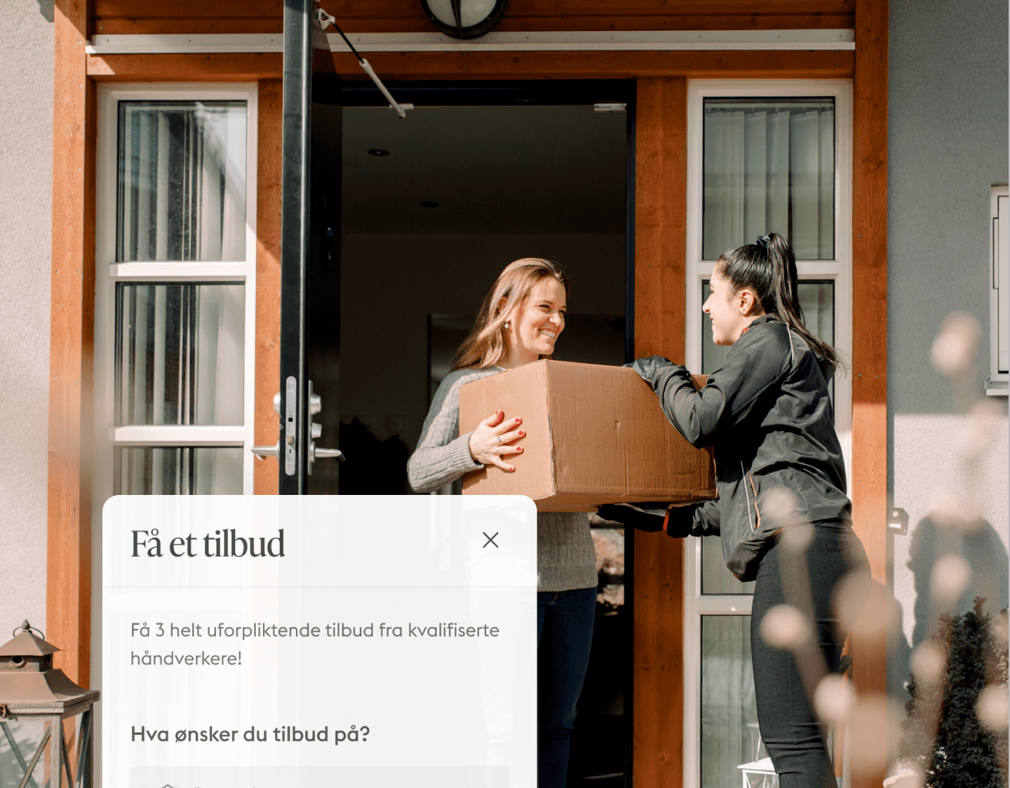girl handing high quality moving box to homeowner